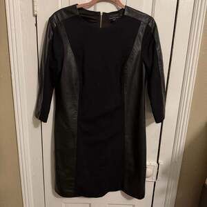 Ted Baker Leather Panel Ponte Sheath Dress Black Size 4 US 10